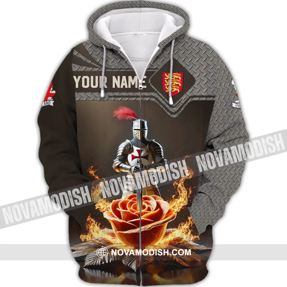 Unisex Shirt Custom Name England Lover Gift Zipper Hoodie / S T-Shirt