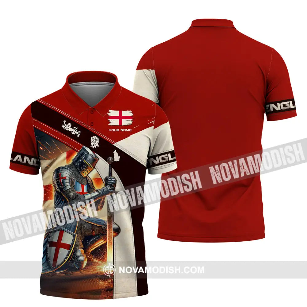 Unisex Shirt Custom Name England Lover Polo Long Sleeve Gift / S T-Shirt