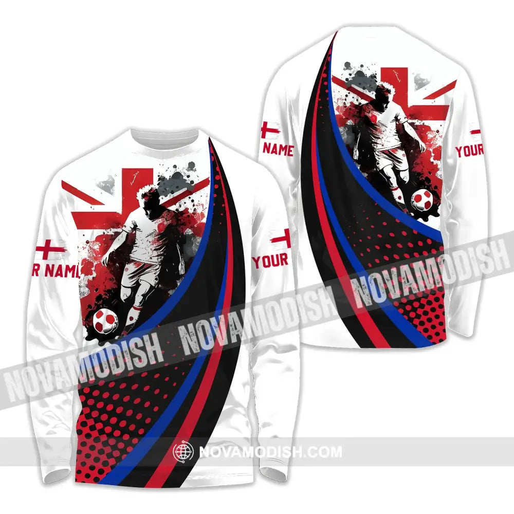 Unisex Shirt - Custom Name England National Team Red And White Color Shirt Long Sleeve Shirt / S T-shirt