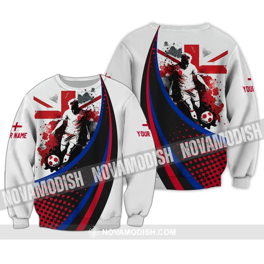 Unisex Shirt - Custom Name England National Team Red And White Color Shirt Long Sleeve / S T-shirt