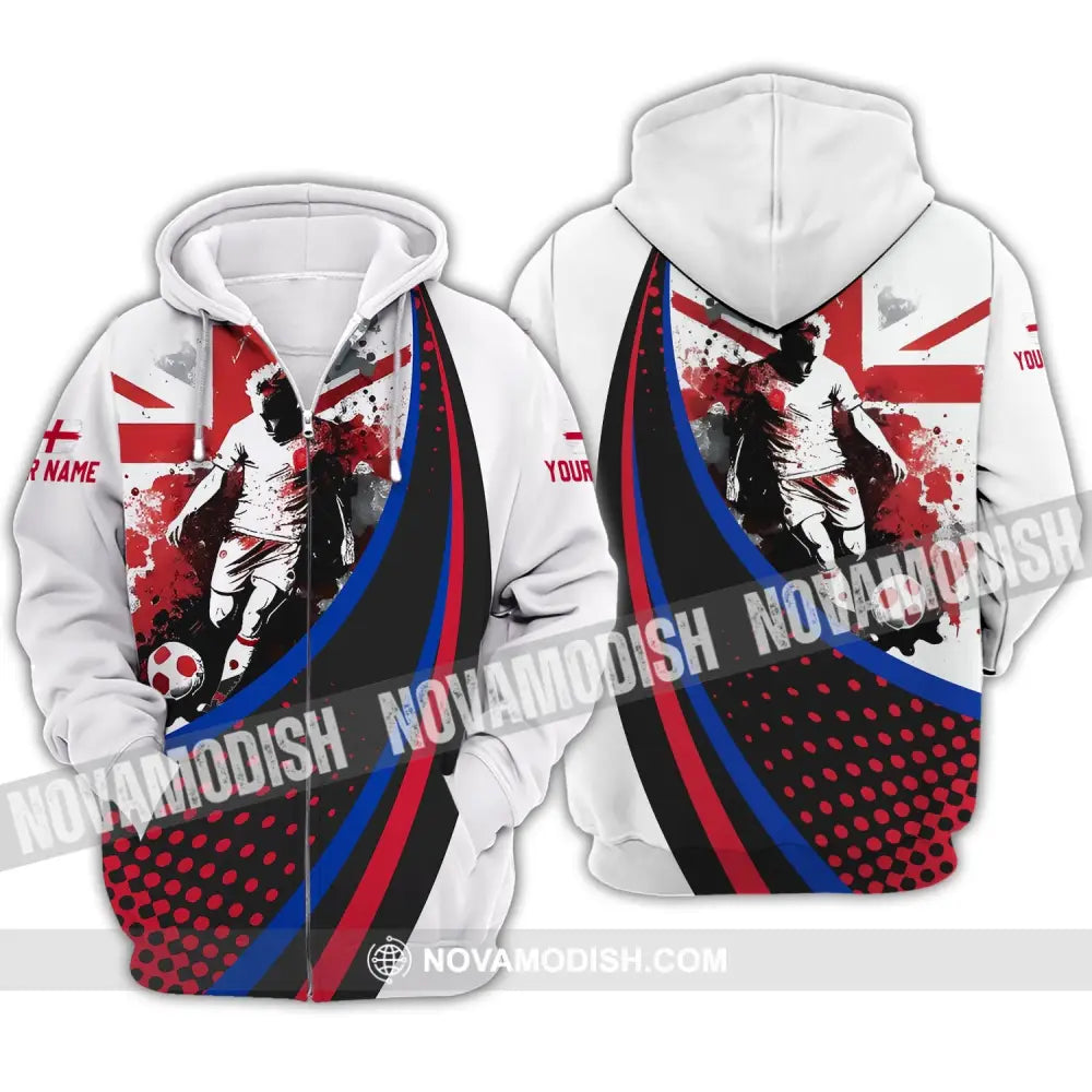 Unisex Shirt - Custom Name England National Team Red And White Color Shirt Zipper Hoodie / S T-shirt