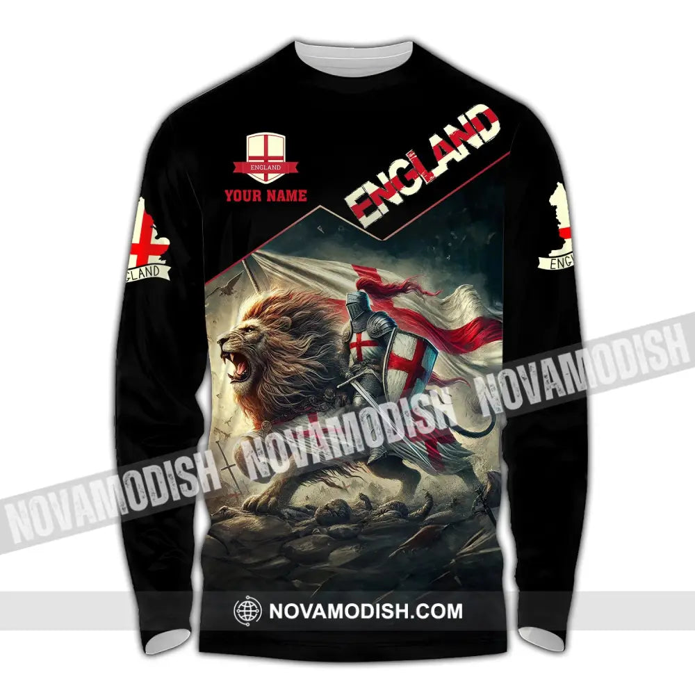 Unisex Shirt Custom Name England Polo Long Sleeve English Gift / S T-Shirt