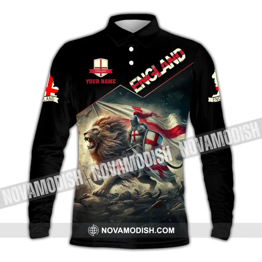 Unisex Shirt Custom Name England Polo Long Sleeve English Gift / S T-Shirt
