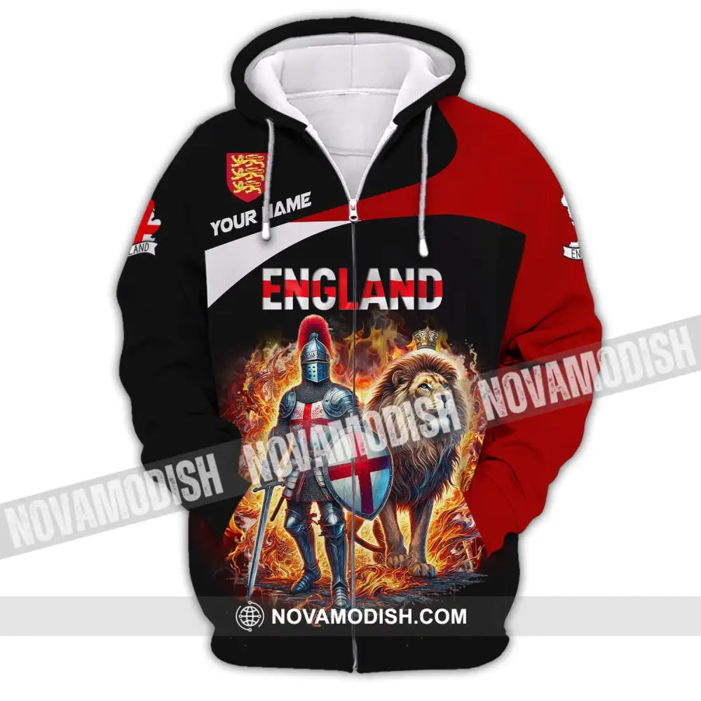 Unisex Shirt Custom Name England Polo Long Sleeve English Gift Zipper Hoodie / S T-Shirt