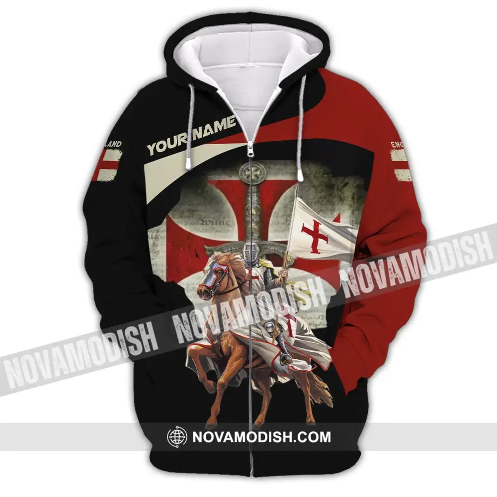 Unisex Shirt Custom Name England Polo Long Sleeve English Gift Zipper Hoodie / S T-Shirt