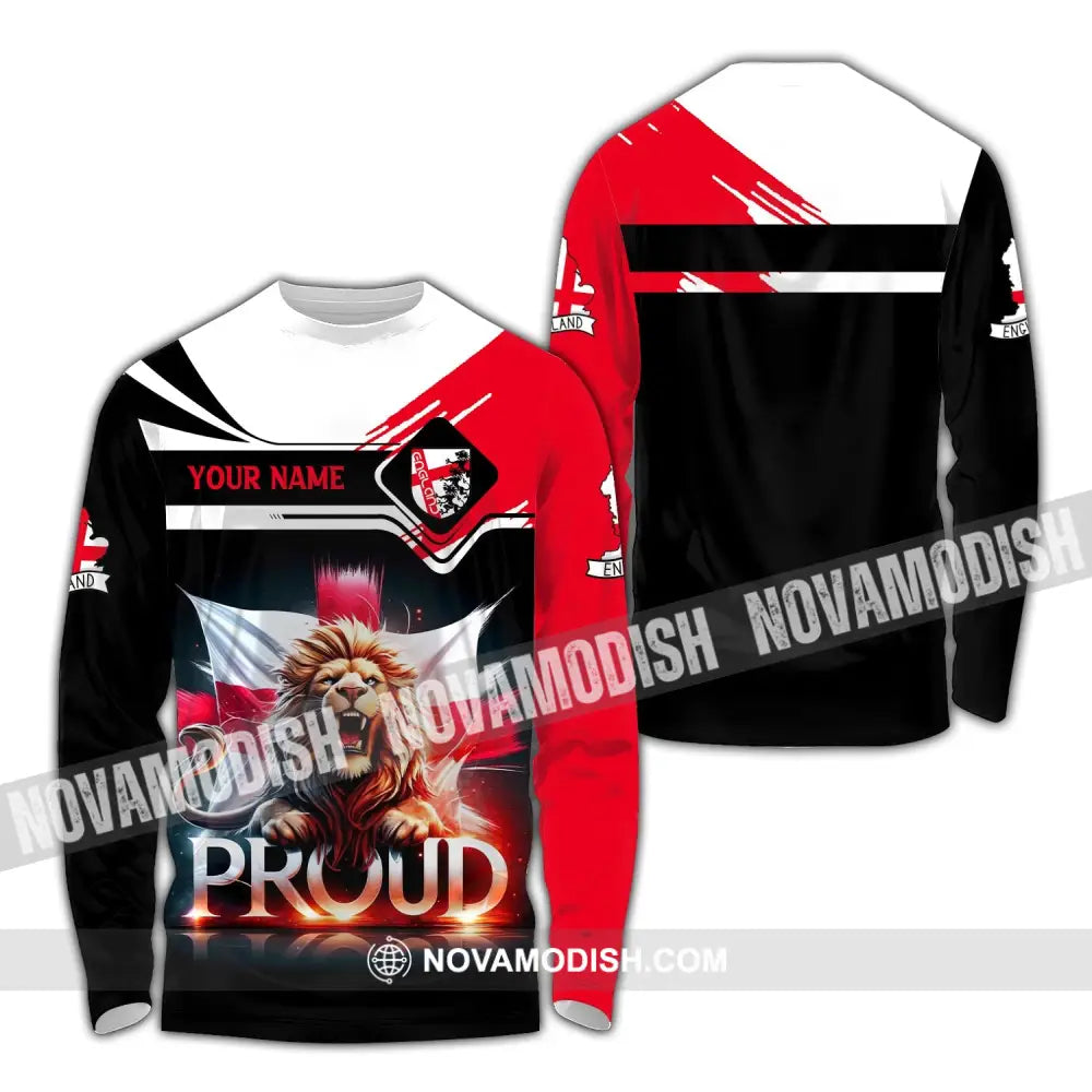 Unisex Shirt Custom Name England Proud Polo Long Sleeve English Gift / S T-Shirt