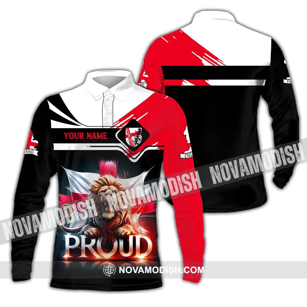 Unisex Shirt Custom Name England Proud Polo Long Sleeve English Gift / S T-Shirt