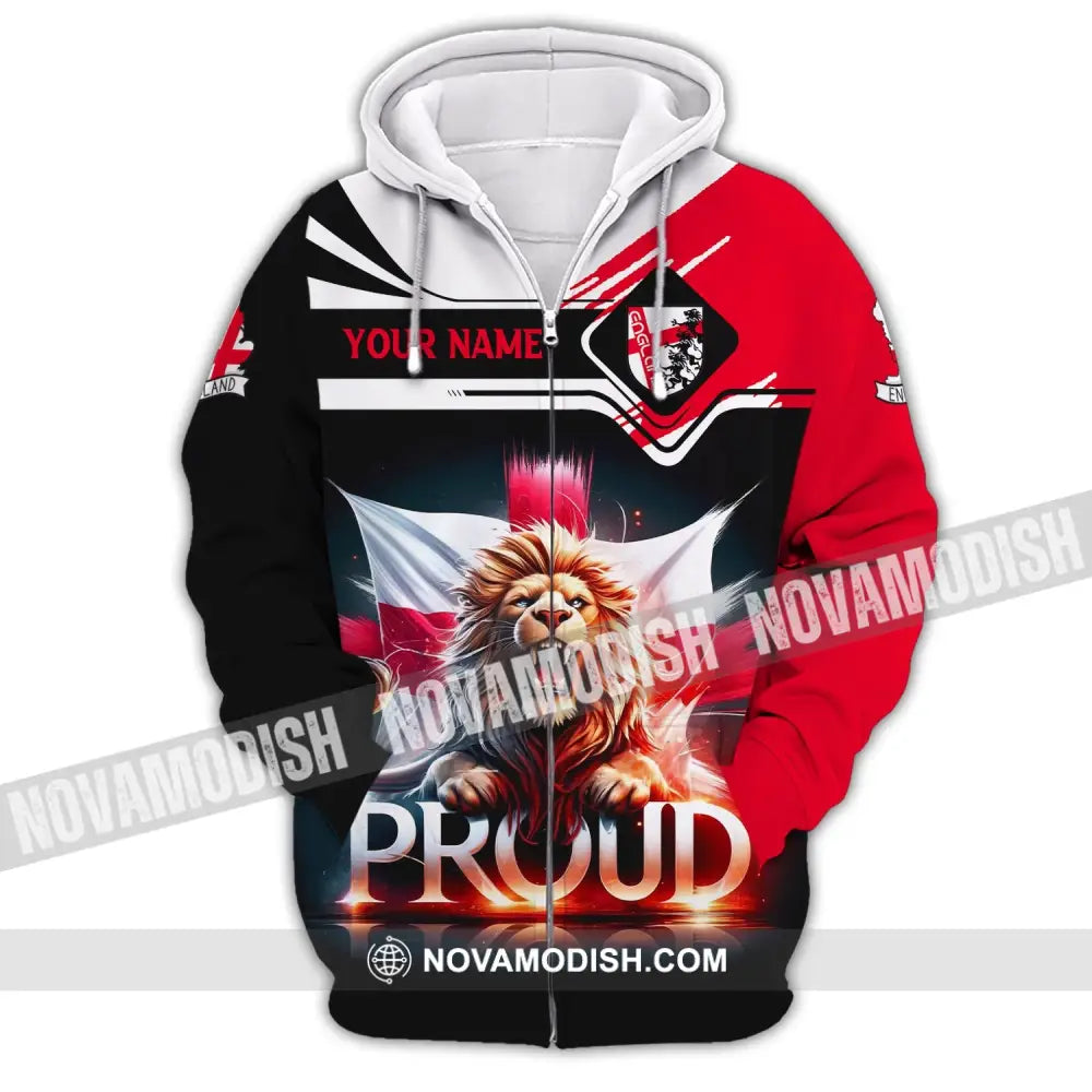 Unisex Shirt Custom Name England Proud Polo Long Sleeve English Gift Zipper Hoodie / S T-Shirt