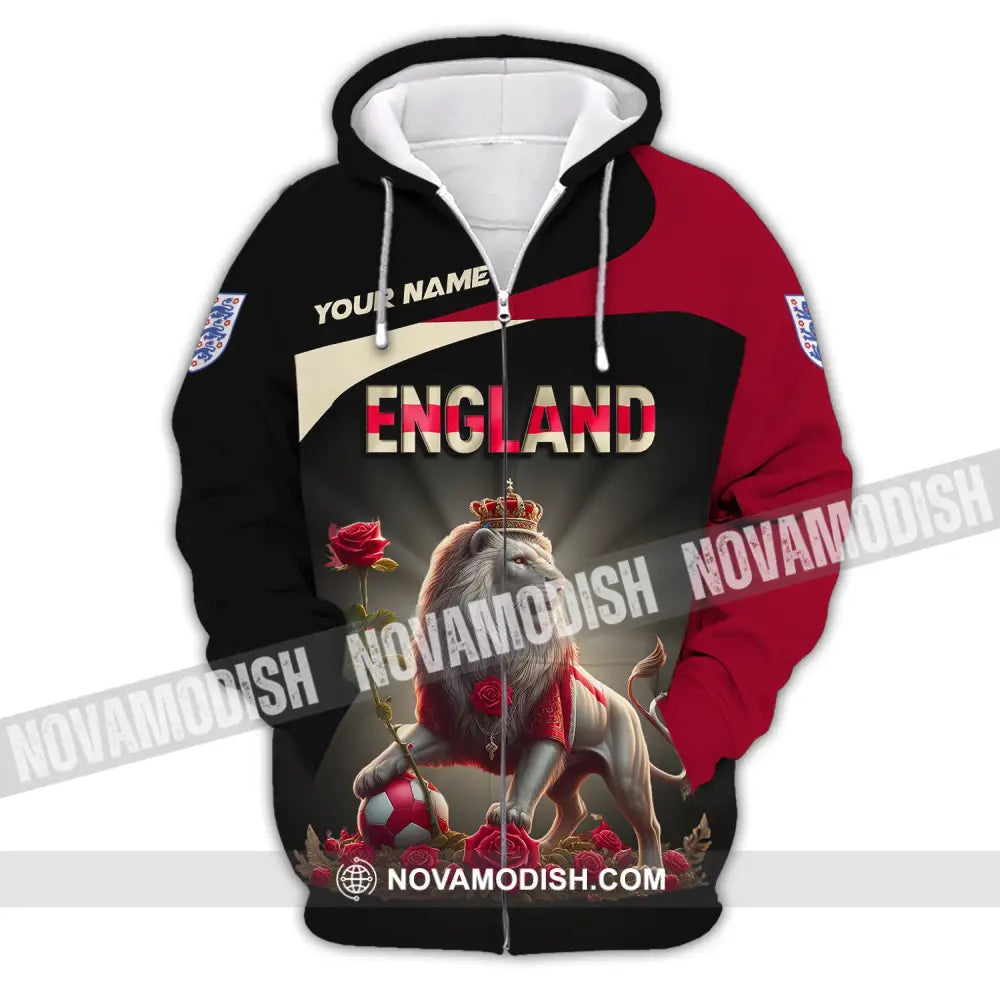 Unisex Shirt Custom Name England T-Shirt Pride Gift Zipper Hoodie / S