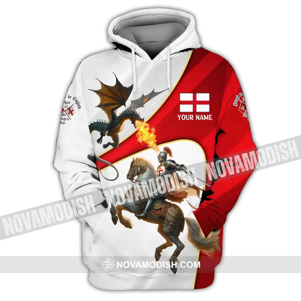 Unisex Shirt Custom Name England T-Shirt Proud To Be English St George’s Day Gift Hoodie / S