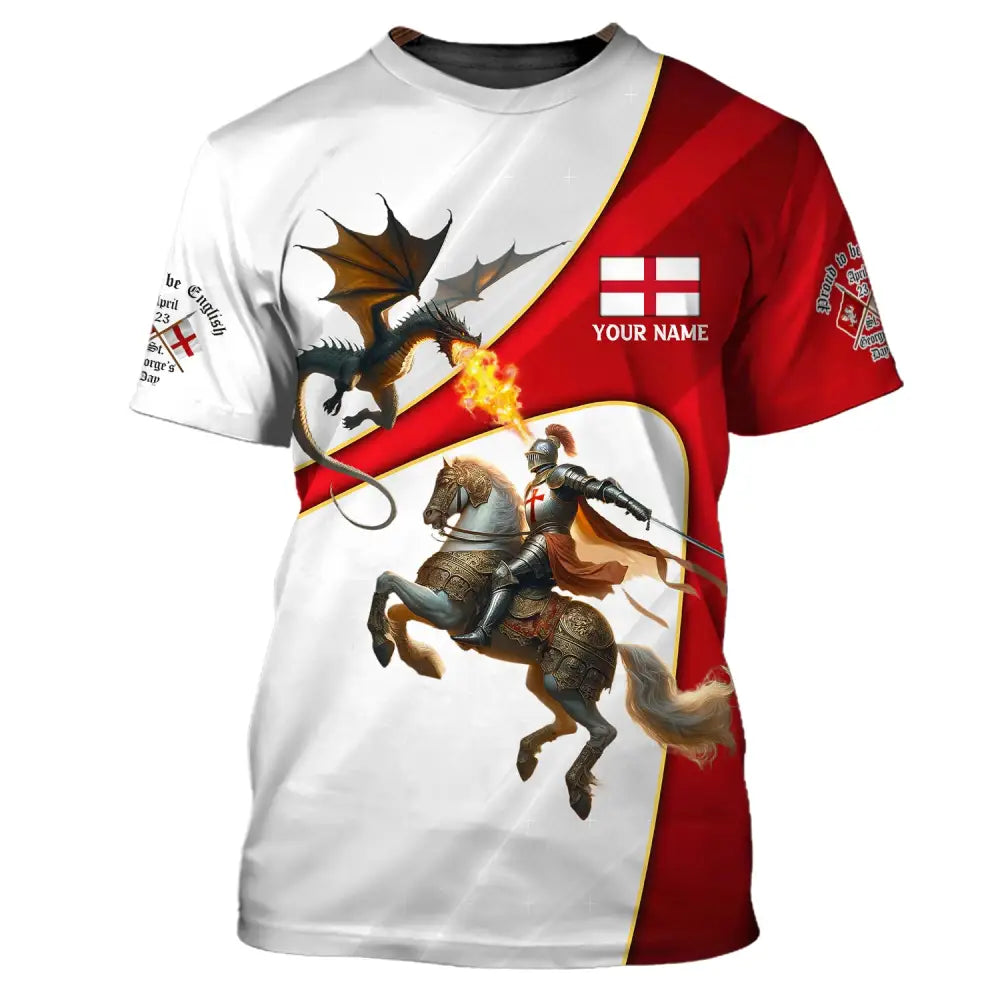 Unisex Shirt Custom Name England T-Shirt Proud To Be English St George’s Day Gift / S