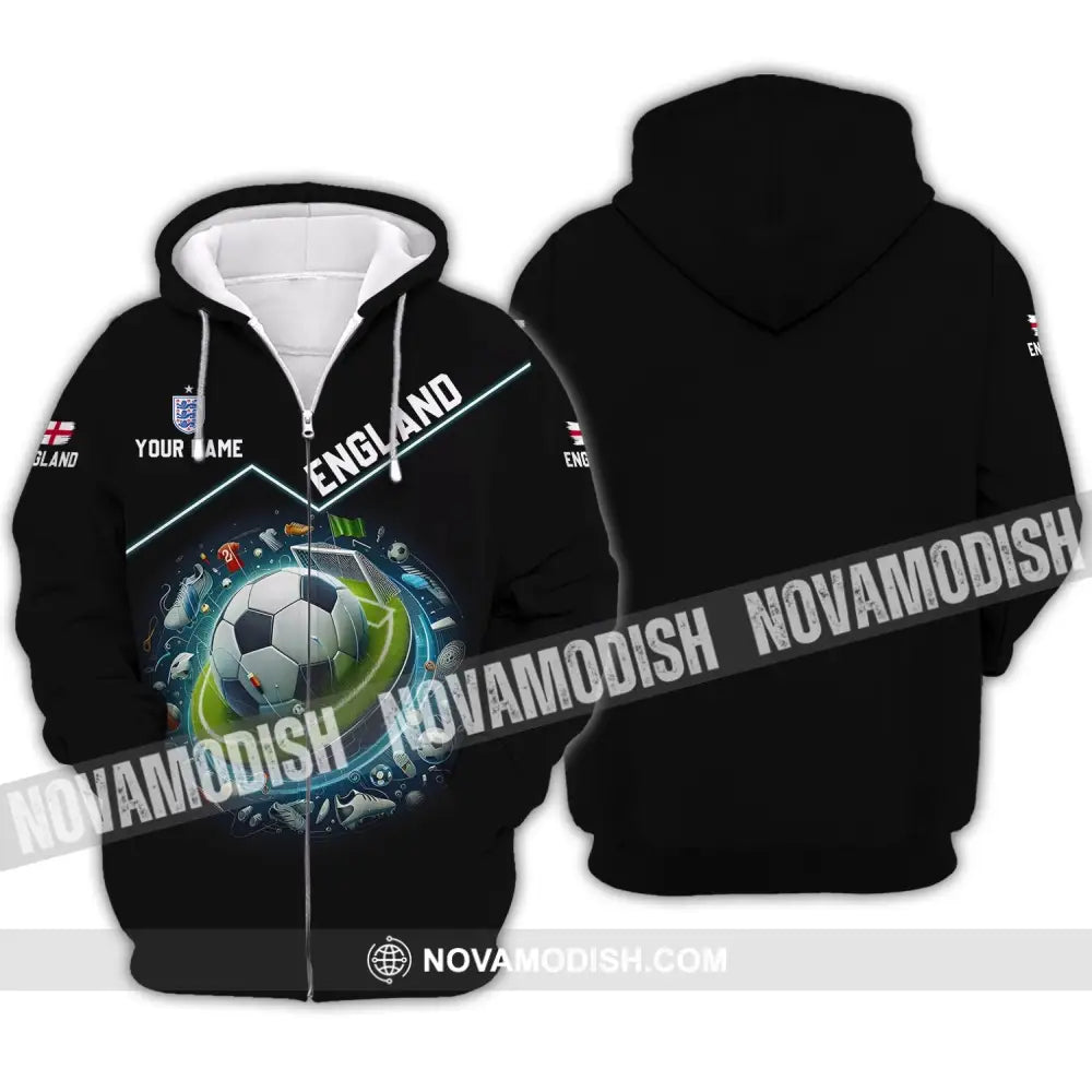 Unisex Shirt - Custom Name England Team Lover Shirt Zipper Hoodie / S T-shirt