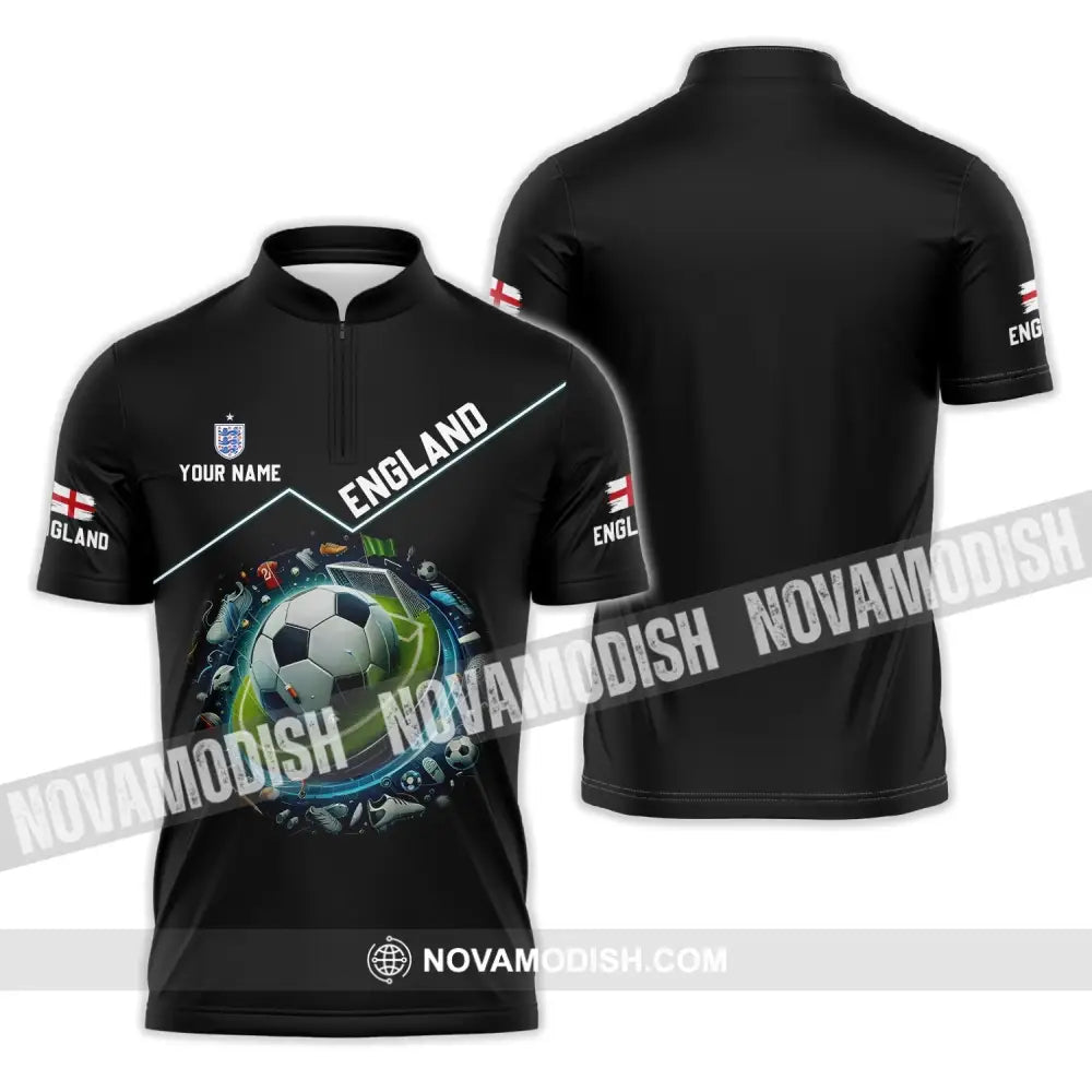 Unisex Shirt - Custom Name England Team Lover Shirt Zipper Polo Shirt / S T-shirt
