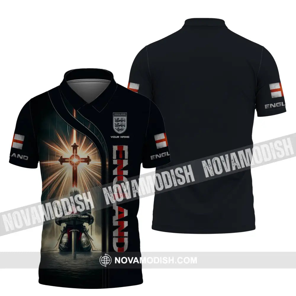 Unisex Shirt Custom Name England United Kingdom Polo Long Sleeve English / S T-Shirt