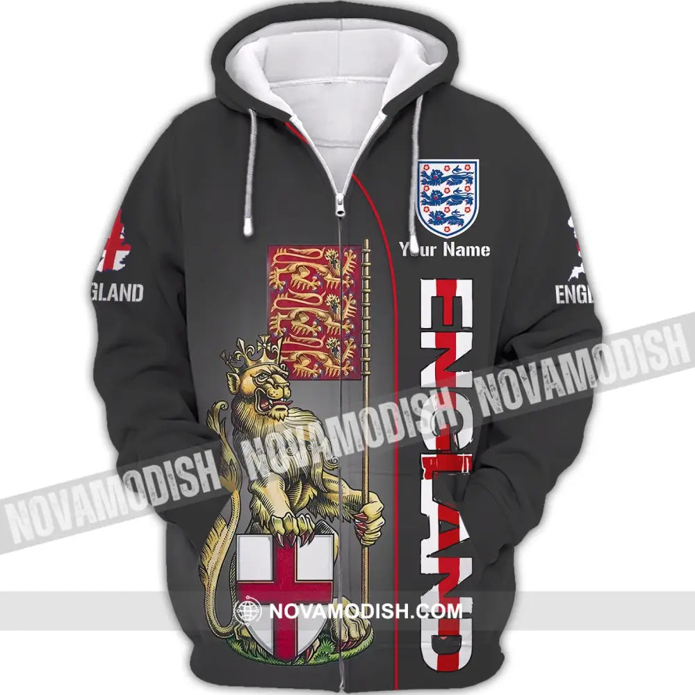 Unisex Shirt - Custom Name Shirt - England Shirt Custom Name Zipper Hoodie / S T-shirt