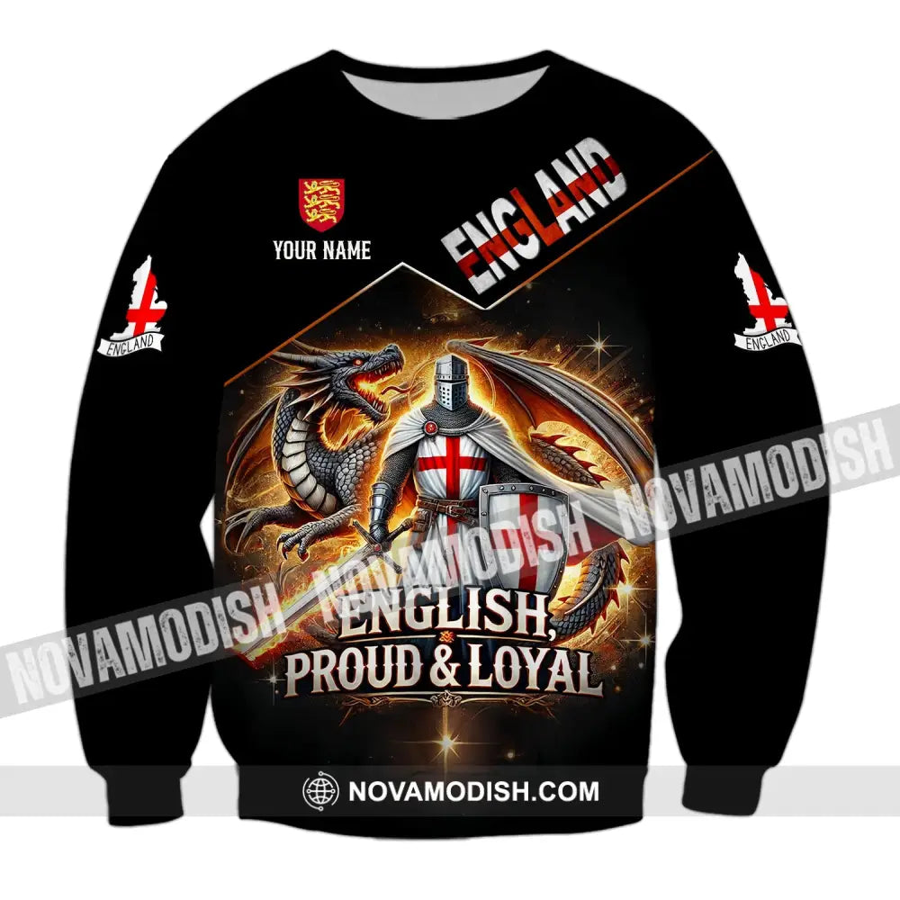 Unisex Shirt - Custom Name English Proud & Loyal Long Sleeve / S T-Shirt