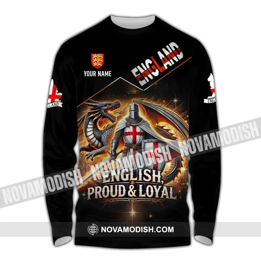 Unisex Shirt - Custom Name English Proud & Loyal Long Sleeve / S T-Shirt