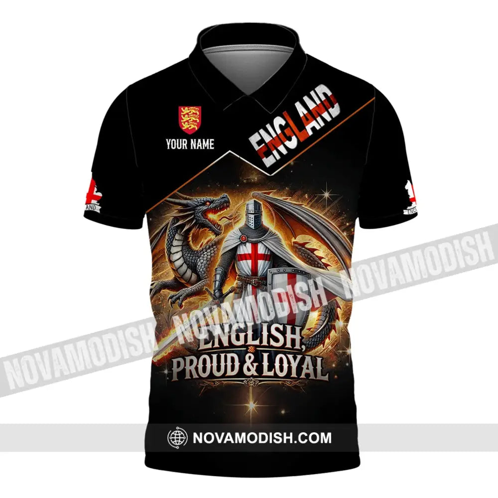 Unisex Shirt - Custom Name English Proud & Loyal Polo / S T-Shirt