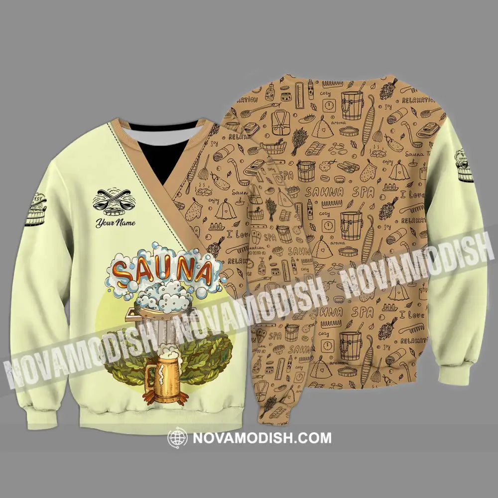 Unisex Shirt - Custom Name Shirt Enjoy Sauna Long Sleeve / S T-shirt