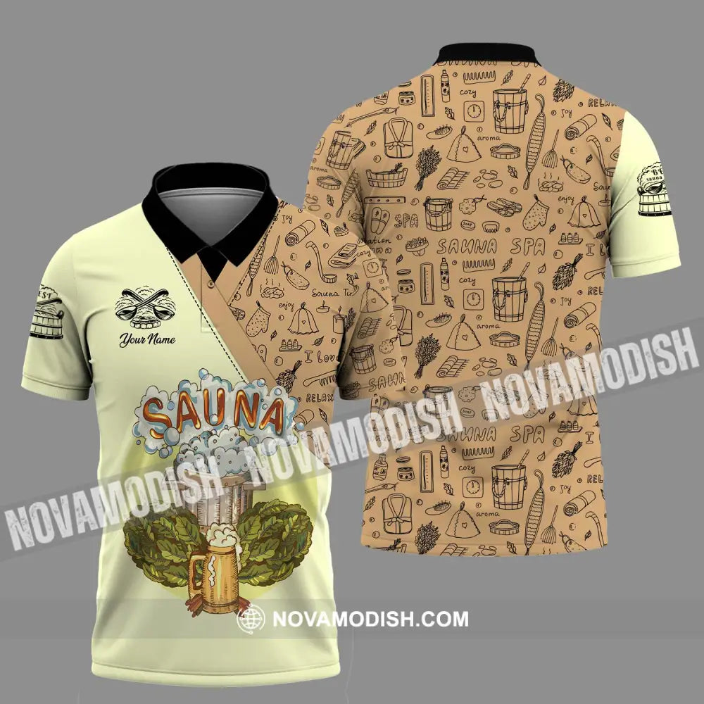 Unisex Shirt - Custom Name Shirt Enjoy Sauna Polo Shirt / S T-shirt