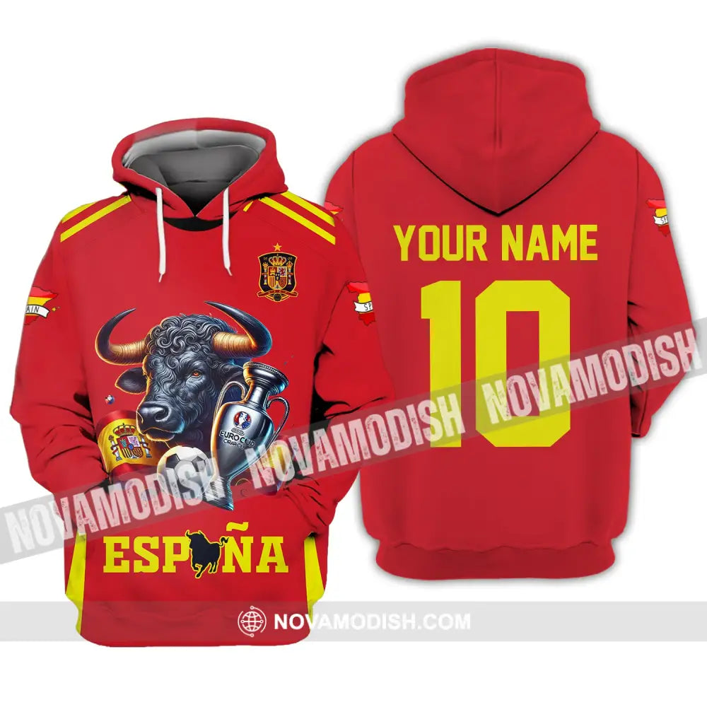 Unisex Shirt Custom Name Espana Football Polo Euro 2024 Hoodie Long Sleeve / S T-Shirt