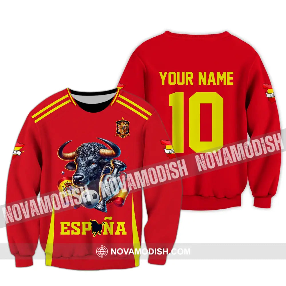 Unisex Shirt Custom Name Espana Football Polo Euro 2024 Hoodie Long Sleeve / S T-Shirt