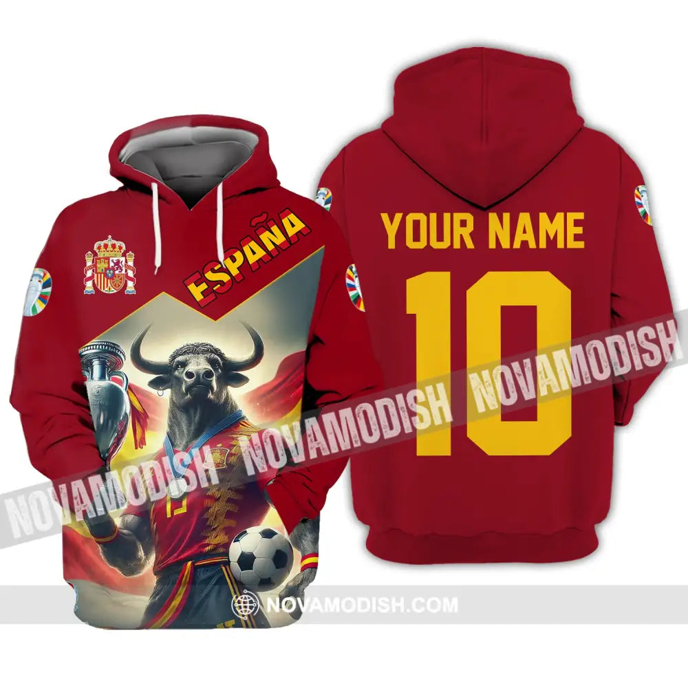 Unisex Shirt Custom Name Espana Football Polo Euro 2024 Hoodie Long Sleeve / S T-Shirt