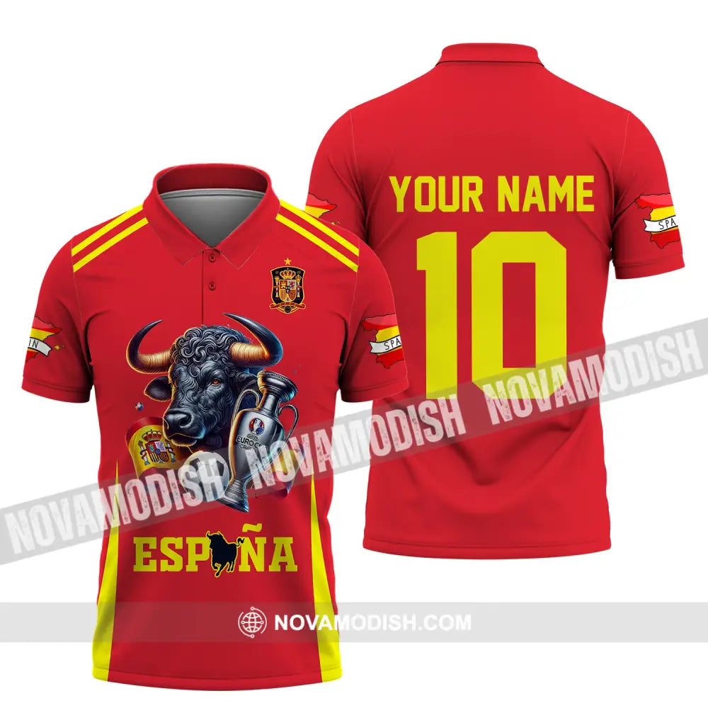 Unisex Shirt Custom Name Espana Football Polo Euro 2024 Hoodie Long Sleeve / S T-Shirt