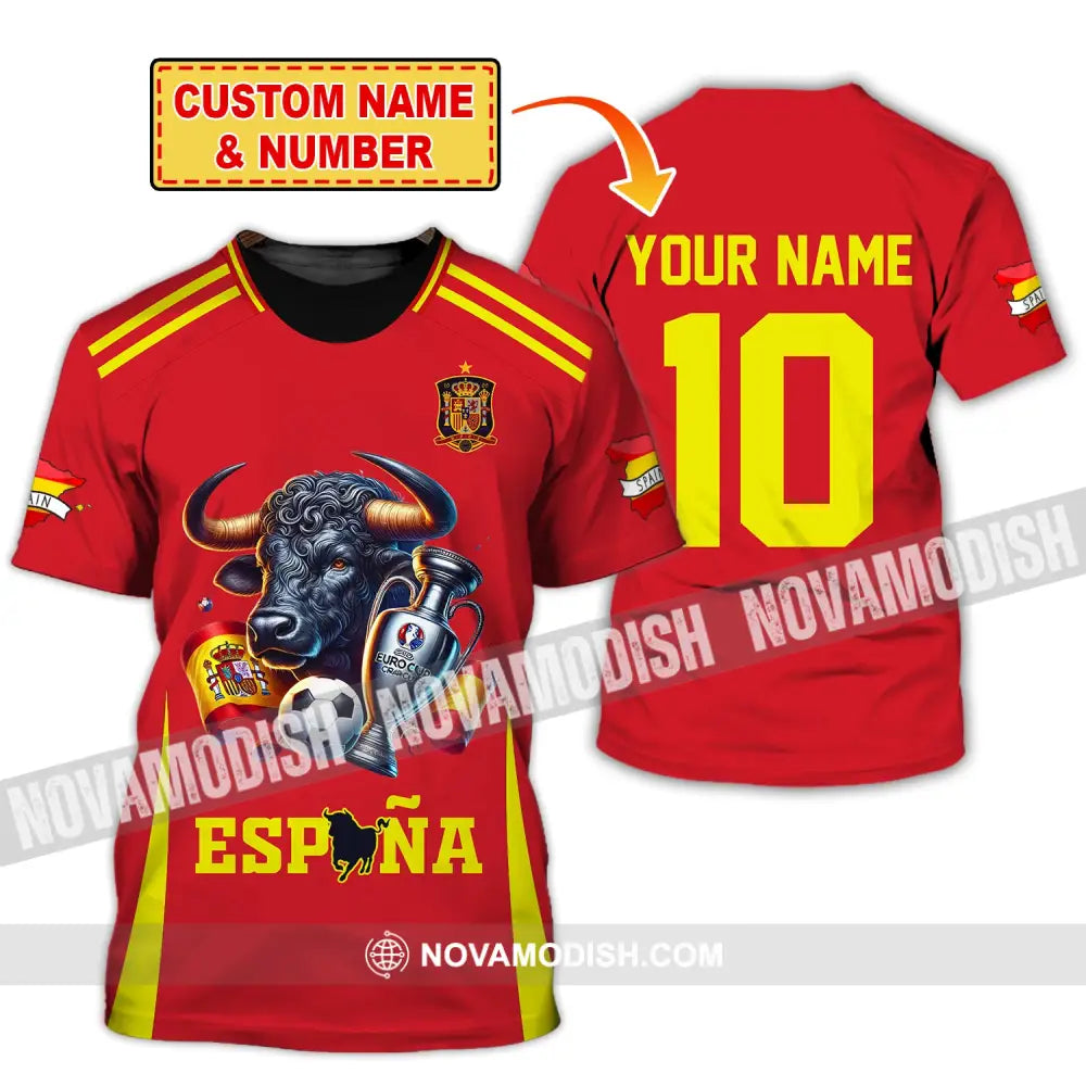 Unisex Shirt Custom Name Espana Football Polo Euro 2024 Hoodie Long Sleeve T-Shirt