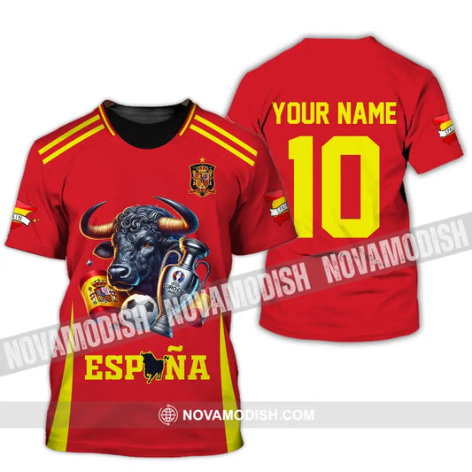 Unisex Shirt Custom Name Espana Football Polo Euro 2024 Hoodie Long Sleeve T-Shirt / S