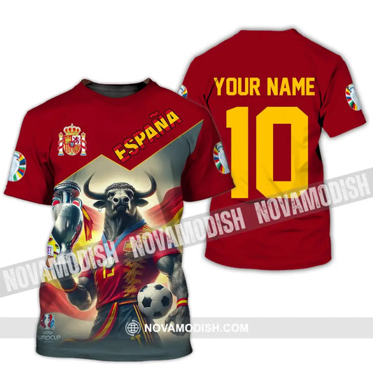 Unisex Shirt Custom Name Espana Football Polo Euro 2024 Hoodie Long Sleeve T-Shirt / S