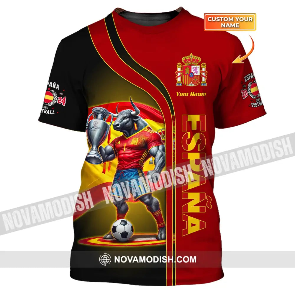Unisex Shirt Custom Name España Football Polo Long Sleeve Soccer Lover T-Shirt