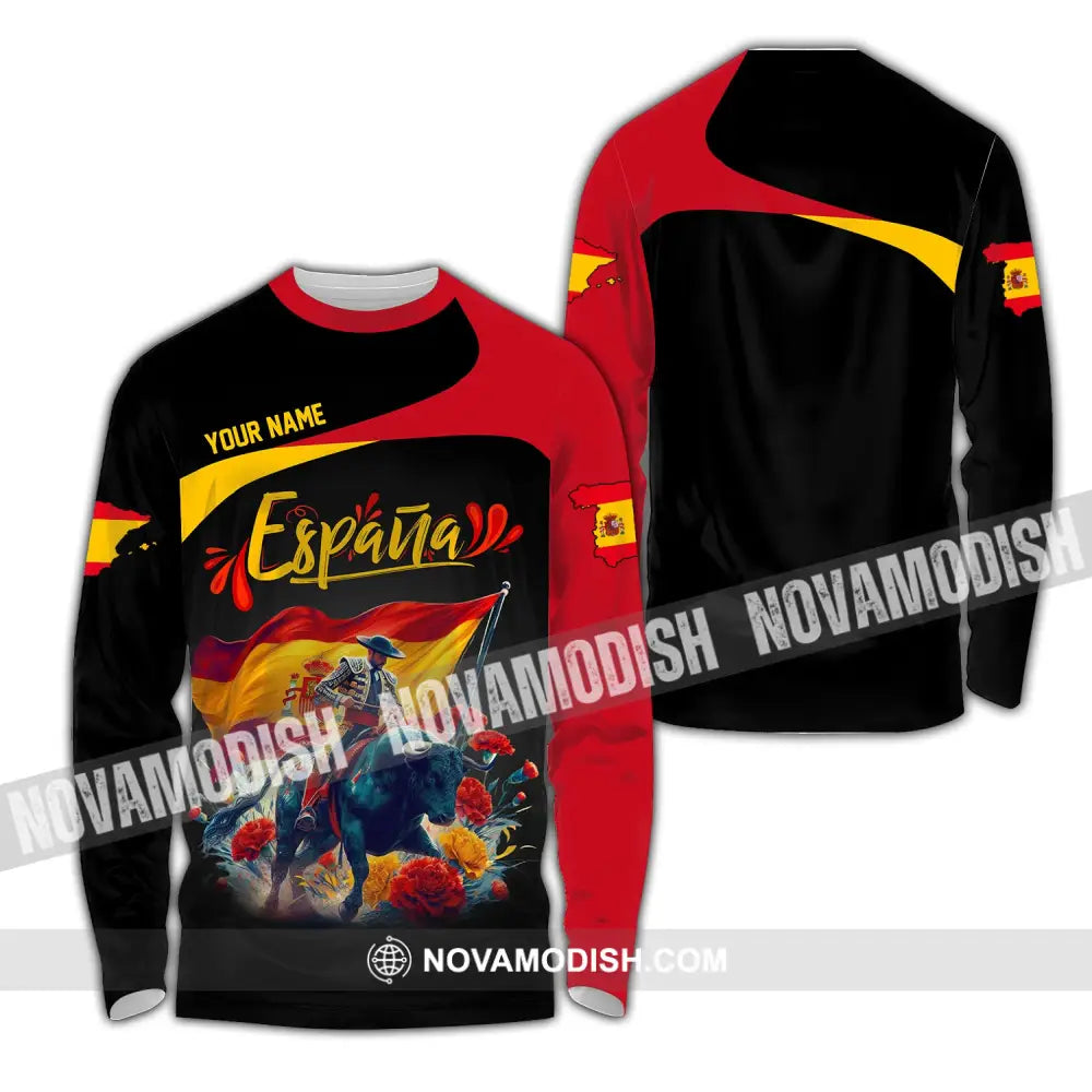 Unisex Shirt Custom Name España Polo Espana Hoodie Long Sleeve / S T-Shirt