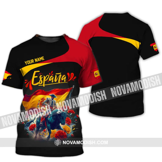 Unisex Shirt Custom Name España Polo Espana Hoodie Long Sleeve T-Shirt / S