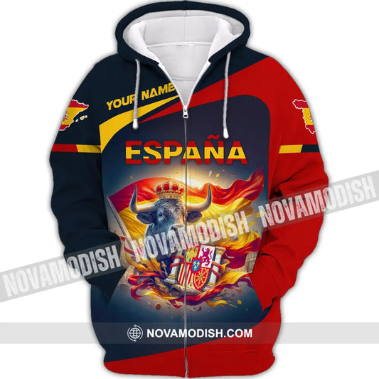 Unisex Shirt Custom Name España Polo Spanish Love Shirts Zipper Hoodie / S T-Shirt