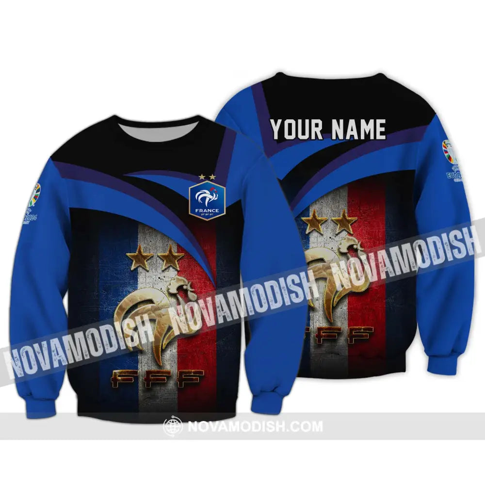 Unisex Shirt - Custom Name Euro 2024 France National Team FFF Long Sleeve / S T-shirt