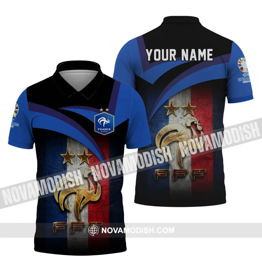 Unisex Shirt - Custom Name Euro 2024 France National Team FFF Polo Shirt / S T-shirt