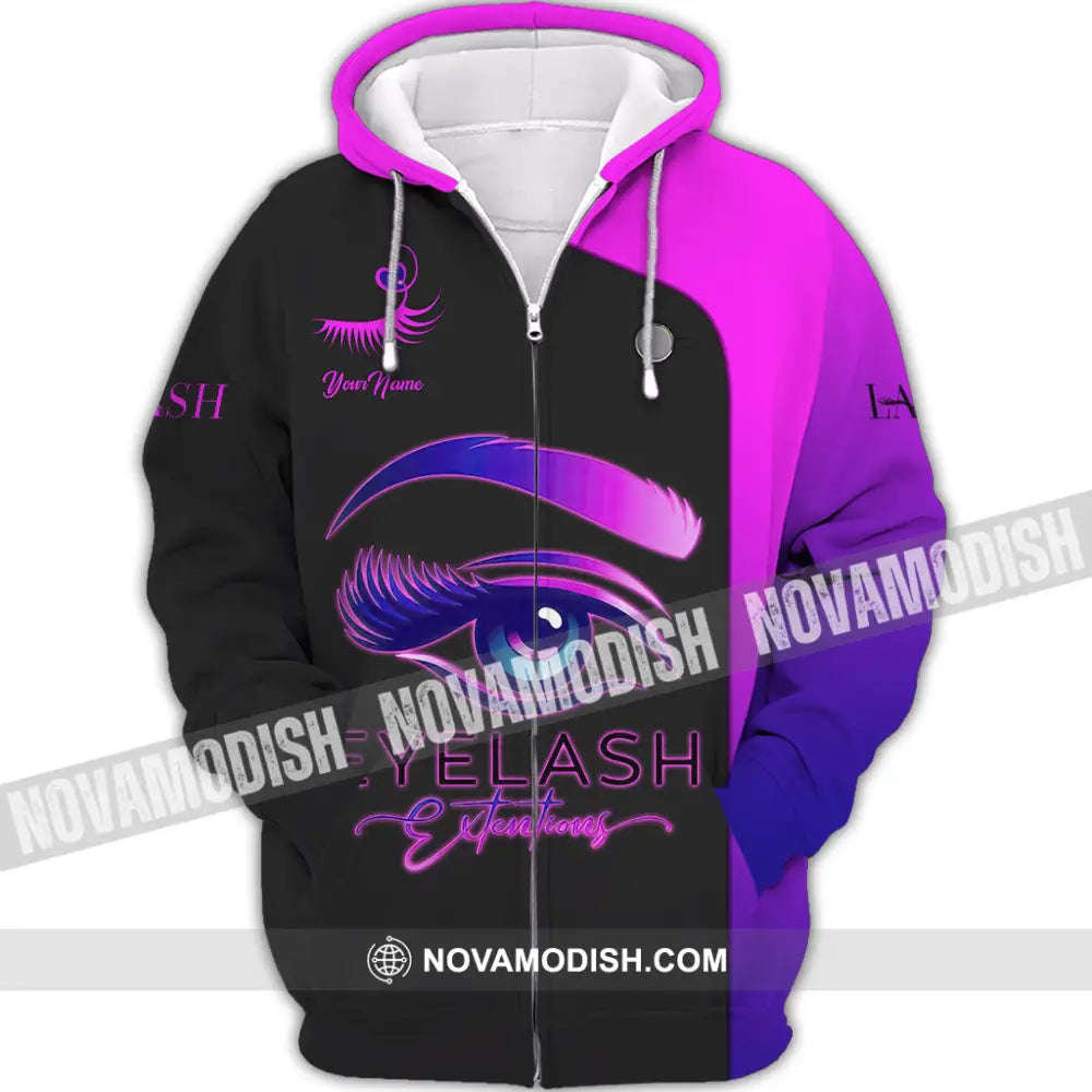 Unisex Shirt - Custom Name Shirt EyeLash Zipper Hoodie / S T-shirt