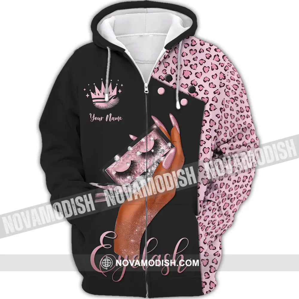 Unisex Shirt - Custom Name Eyelash Shirt Zipper Hoodie / S T-shirt