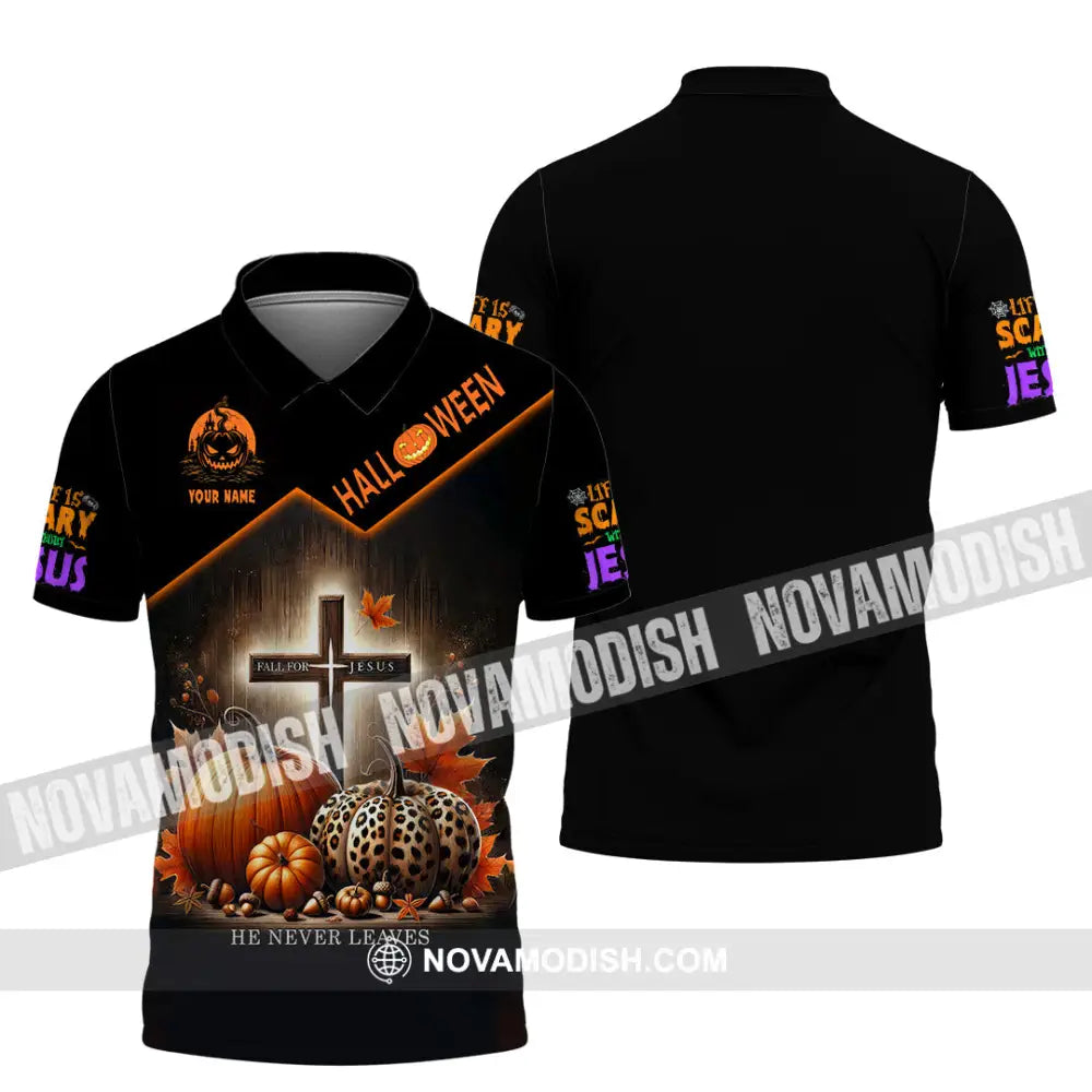 Unisex Shirt Custom Name Fall For Jesus Halloween T-Shirt Gift Polo / S T-Shirt