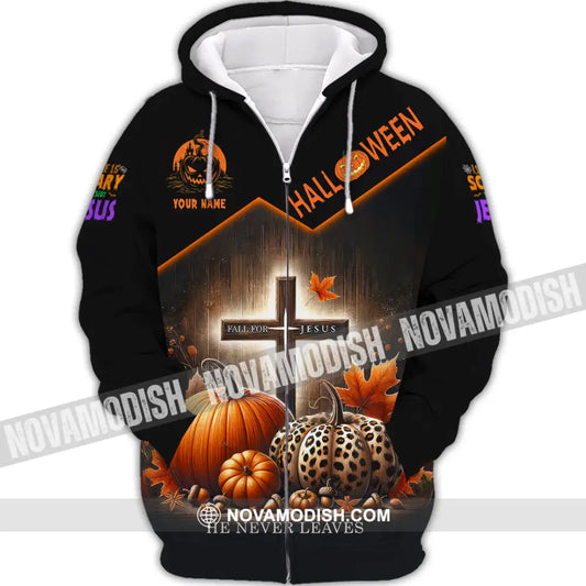 Unisex Shirt Custom Name Fall For Jesus Halloween T-Shirt Gift Zipper Hoodie / S T-Shirt