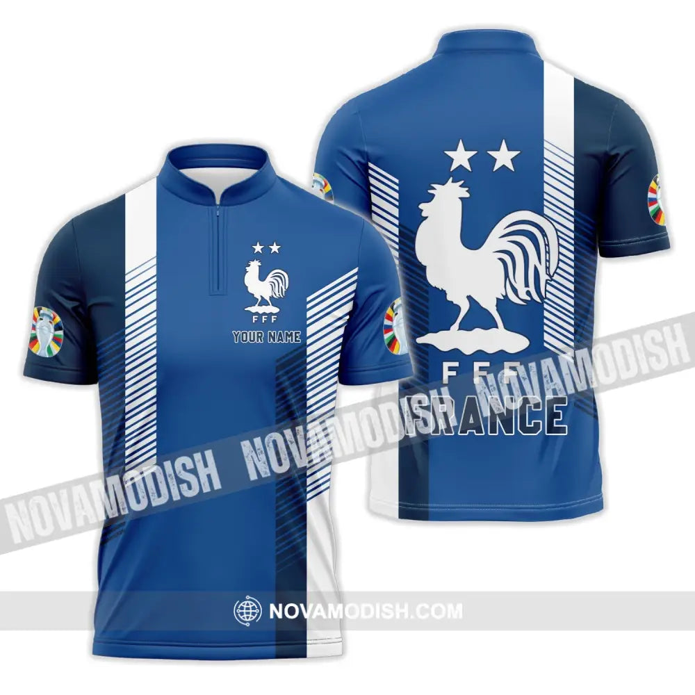 Unisex Shirt - Custom Name FFF France Team Shirt Zipper Polo Shirt / S T-shirt
