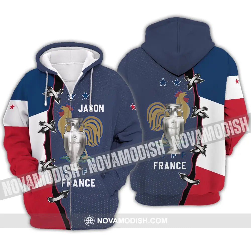 Unisex Shirt - Custom Name Shirt - FFF France Zipper Hoodie / S T-shirt