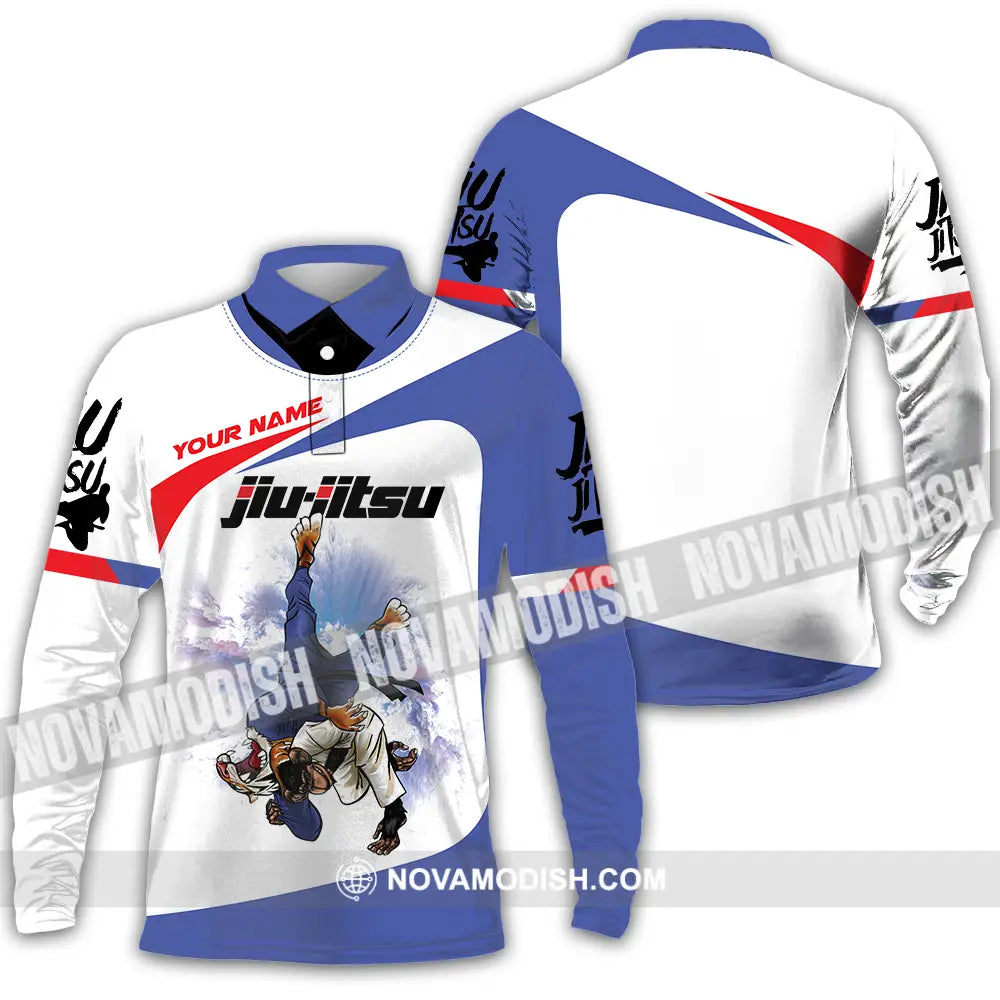 Unisex Shirt - Custom Name Fight Jiu Jitsu Shirt Long Sleeve Polo / S T-shirt