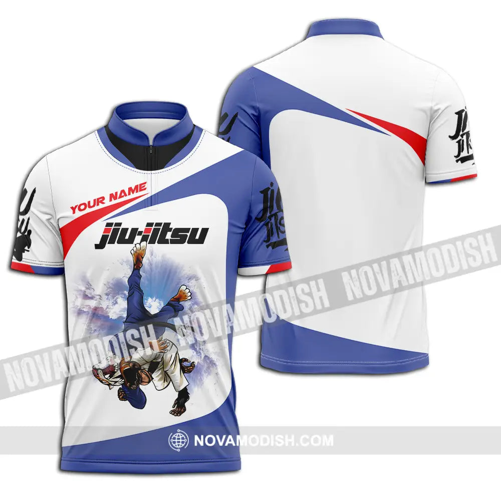 Unisex Shirt - Custom Name Fight Jiu Jitsu Shirt Zipper Polo Shirt / S T-shirt