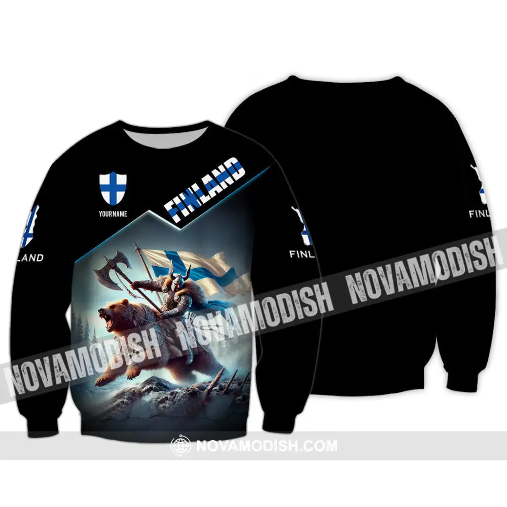 Unisex Shirt Custom Name Finland T-Shirt Lover Gift Long Sleeve / S T-Shirt