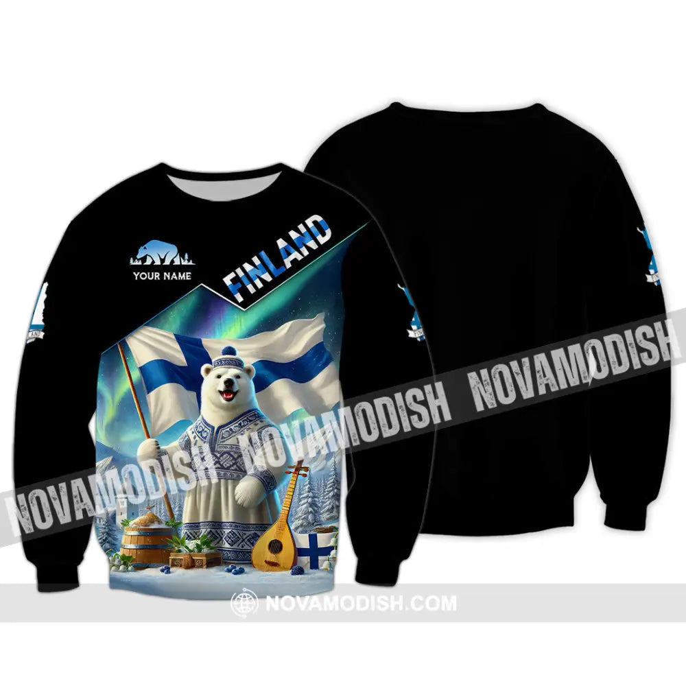 Unisex Shirt Custom Name Finland T-Shirt Lover Gift Long Sleeve / S T-Shirt