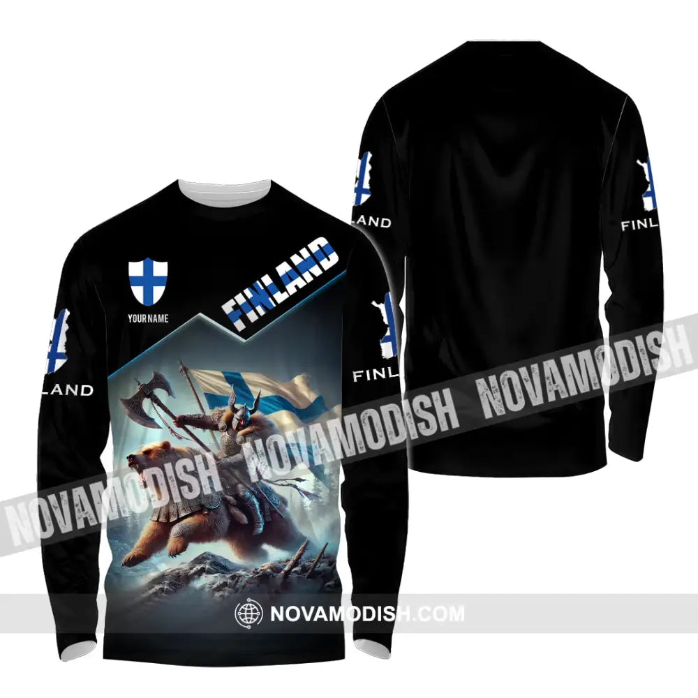 Unisex Shirt Custom Name Finland T-Shirt Lover Gift Long Sleeve / S T-Shirt