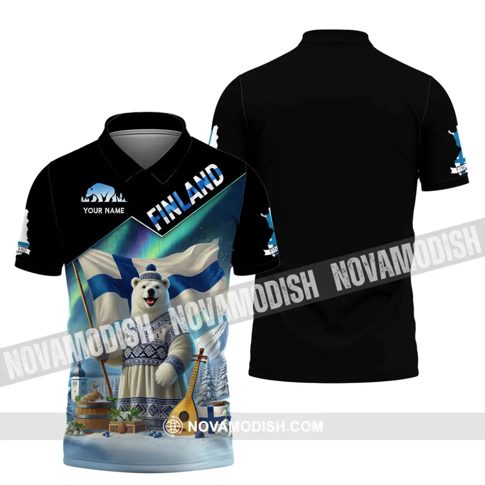 Unisex Shirt Custom Name Finland T-Shirt Lover Gift Polo / S T-Shirt