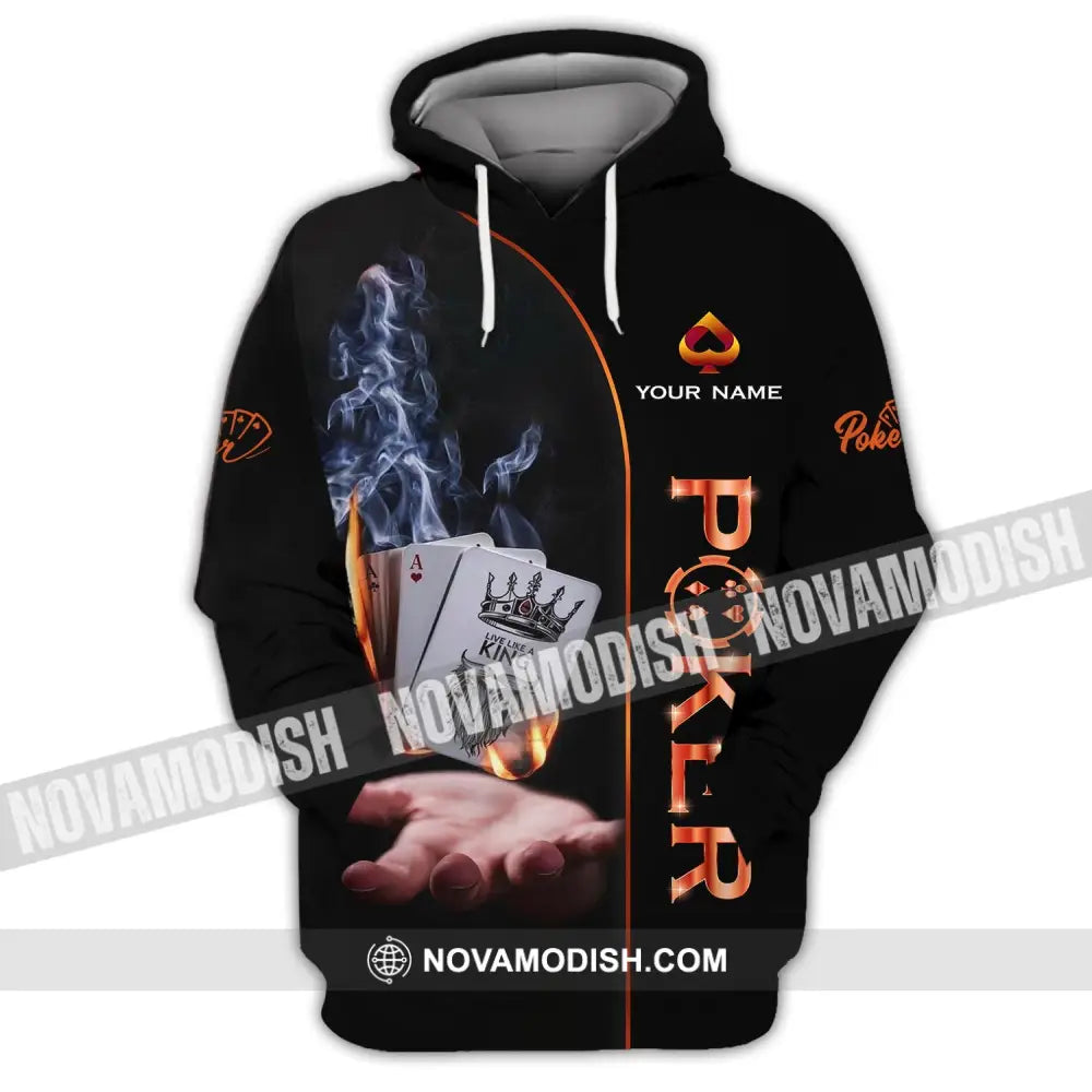 Unisex Shirt - Custom Name Shirt - Fire And Smoke Poker Shirt Hoodie / S T-shirt